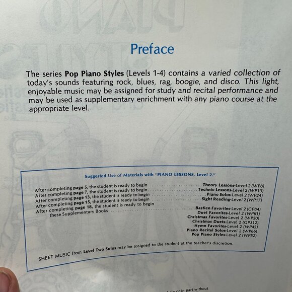 Pop Piano Styles Level 2 By Jane Smisor Bastien & James Bastien Music Book - Picture 6 of 6